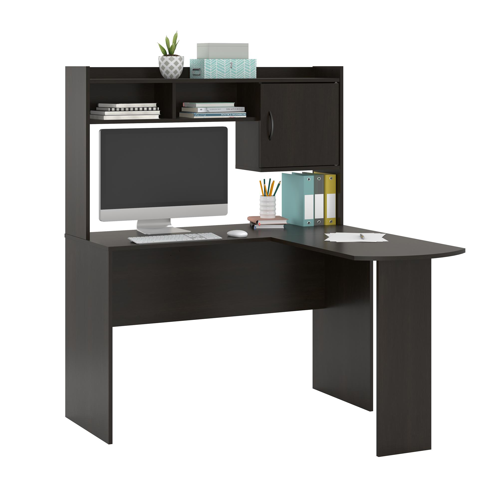 image 2 L-Shaped Desk with Hutch, Espresso