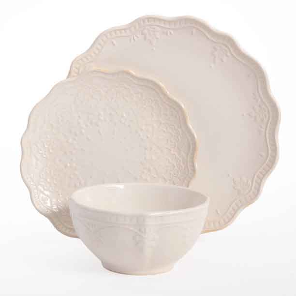 12 Piece Details about   The Pioneer Woman Farmhouse Lace Dinnerware Set 
