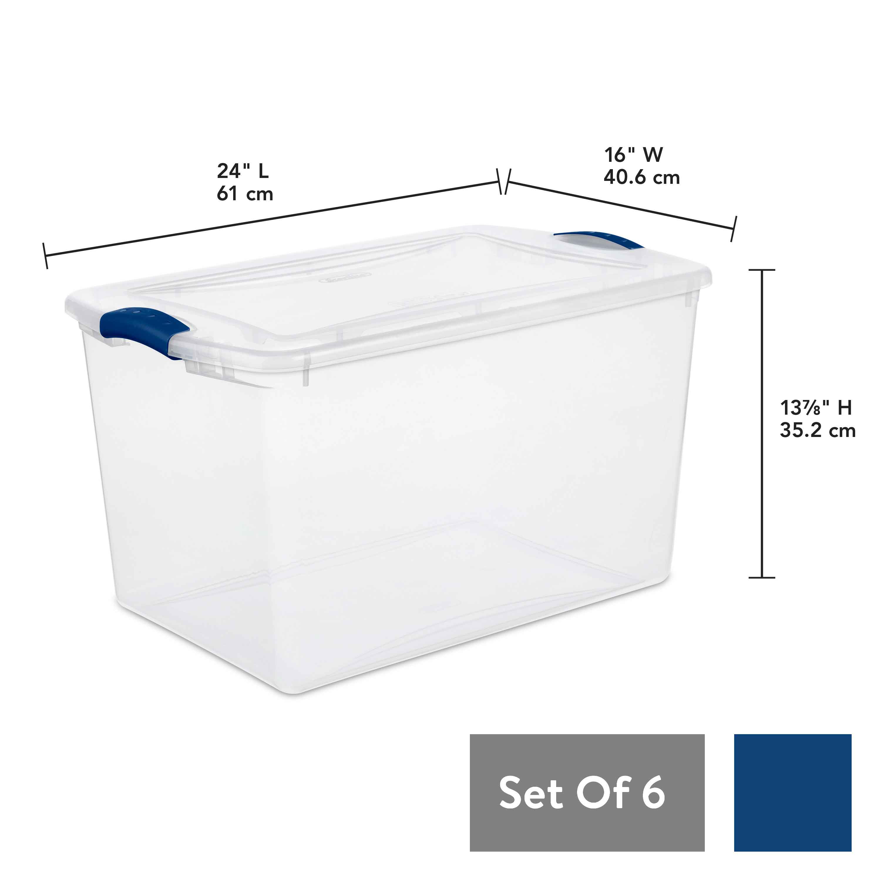 66 Qt. Ultra Storage Box Bin Container Plastic =, Stadium Blue, Set of 4  NEW