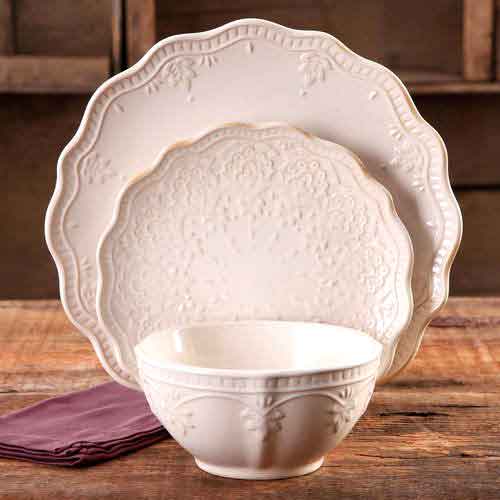 Details about   The Pioneer Woman Rose Shadow Dinnerware Set Dishes Plates Bowls Dining 12-Piece 
