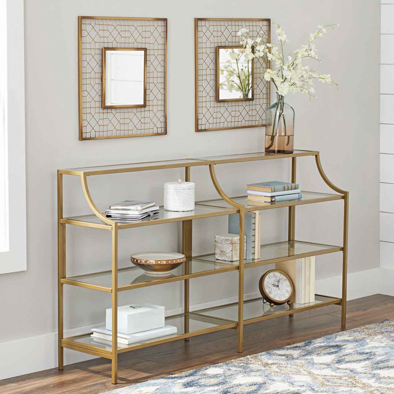 Better Homes and Gardens Nola Gold, 2 Pack Bookcase -71 5 Tier 